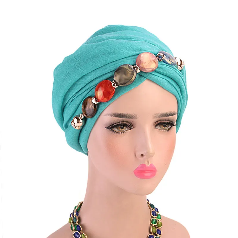 HS-001 Popular new trending solid head scarf necklace jewelry fashion women headwear designer headscarf