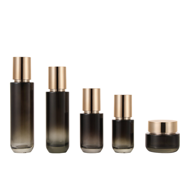 In Stock Cosmetic Packaging Material Gradually Darkening Empty Glass Bottle Suitable Skin Care Product Set Can Be Print logo