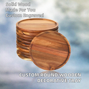 Platos y Bandejas de Madera Desechables Redondos Modernos de Alta Calidad Personalizados para Bodas, Ecológicos y con Grabado - Product Image 2
