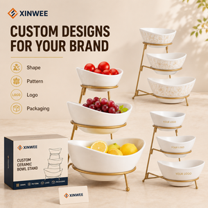 Bol à collation en porcelaine blanc à trois couches, écologique et personnalisé, conforme aux normes FDA LFGB, plateau <span class=keywords><strong>de</strong></span> présentation alimentaire, cadeau <span class=keywords><strong>de</strong></span> fête OEM, vente en gros aux États-Unis - Product Image 1