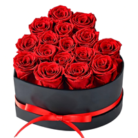 Boîte en forme de cœur avec 16 roses éternelles - Vraies roses non parfumées - Cadeau pour anniversaire, fête des mères, pour femme