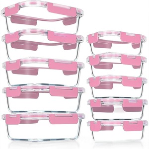 Glass <b>Lunch</b> <b>Box</b> Set 10 Piece Rectangular Sealed Lid Food Storage Container High Borosilicate Glass Office Use - Product Image 2