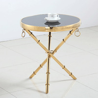 Table centrale de salon, en forme de bambou, acier inoxydable, avec dessus en marbre, moderne, luxueuse, pour maison, hôtel, 1 pièce