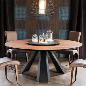 luxury hotel restaurant banquet furniture set wooden big round dining table with rotating centre