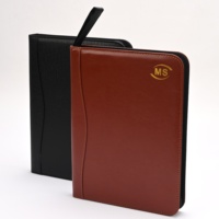 Portafolio de Cuero A4 Promocional para Negocios, con Cierre, Logotipo Personalizado, Organizador Duradero, Bloc de Notas, Calculadora, Corporativo