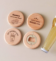 Décapsuleur en bambou écologique personnalisé, aimants de réfrigérateur en acier inoxydable, sous-verre en bois, design moderne, logo gravé au laser, magnétique pour bière