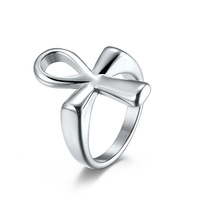 Anillo Personalizado con Cruz Ankh Egipcia, Chapado en Oro de 18K, Anillo de Acero Inoxidable con Cruz, Joyería para Mujeres y Hombres, Regalo de San Valentín