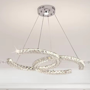 Tinh thể đôi C phòng ngủ phòng khách LED ánh sáng mặt dây chuyền tinh tế sáng khách sạn nhà hàng Hội trường đèn chùm - Product Image 3