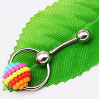 Gaby 316L Piercing Genital Fotos Rainbow Pearl Hoop Dangle VCH Clit Clitoral Jewelry Genital Piercing Jewelry