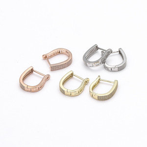 Boucles d'oreilles Huggie en forme de U avec micro-incrustations de zircon, or, argent, or rose, pour usage quotidien, boucles d'oreilles en cristal - Product Image 1