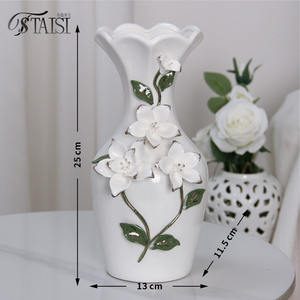 V210W 10 pouces céramique <span class=keywords><strong>cimetière</strong></span> blanc vase à fleurs moderne jardin vases décor pour maison bureau étagère - Product Image 6