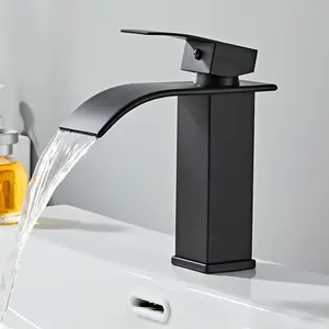 Wasserfall Badezimmer Wasserhahn Moderne Einhand-Waschtisch armaturen Einloch-Wasserhahn mit heißem und kaltem Wasser