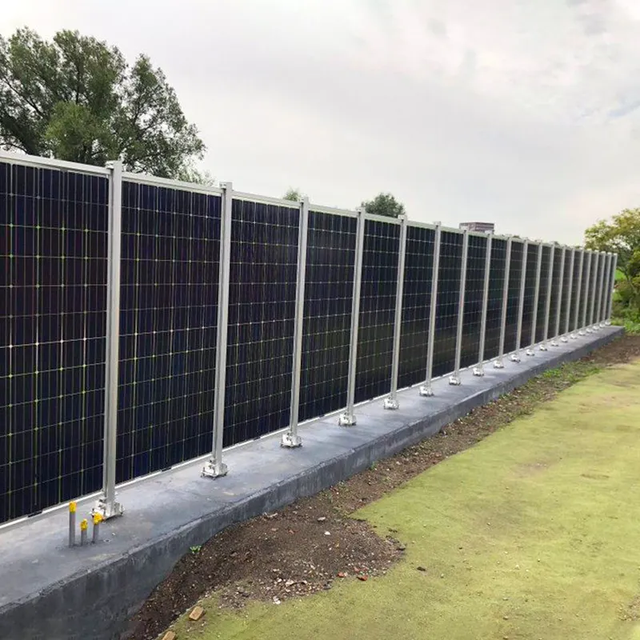 Customized One-Stop Solar Fence System Single-side Bi-facial Solar Panel Fence Muonting Vertical Horizontal Garden Solar Fence
