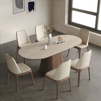 Table à manger rectangulaire en bois massif de style rétro moderne avec chaises chinoises pour petit appartement