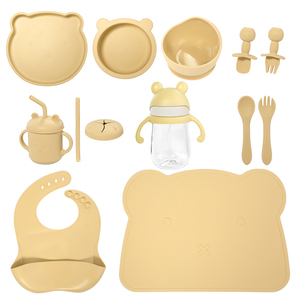 10-in-1 Baby Feeding Tableware Set BPA-Free Safety Silicone Plate Dinnerware Square Water Cup with Baby Bottle Dishware Cup Set - Product Image 6