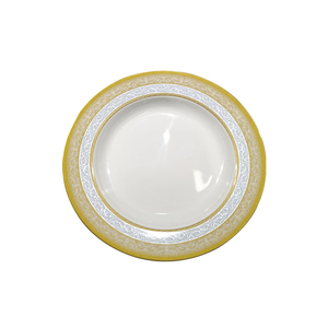 Venta caliente a granel respetuoso con el medio ambiente diseño de flores doradas agradable plato de melamina redondo de 8 pulgadas vajilla para uso en hoteles o alimentos - Product Image 4