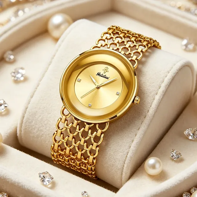 YaLaLuSi Women Quartz Gold Watch Fashion Waterproof Sports Luxury Casual Dress Watch with Chain Band Free Shipping