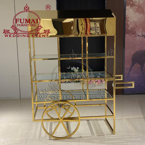 Carrito de dulces metálico dorado FUMAI FURNITURE con ruedas para eventos de boda, decoración de lujo - Product Image 3