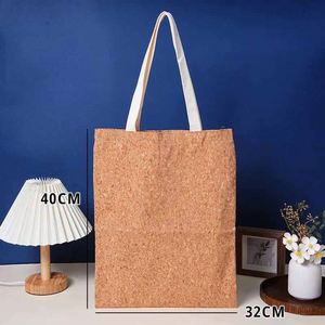 Bolsos Tote de Corcho Ecológicos Únicos, Bolsas de Compras de Lona de Algodón con Diseño de Madera, Regalo de Moda - Product Image 5