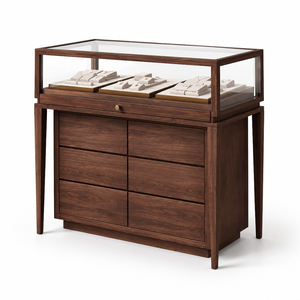 Sistema <span class=keywords><strong>de</strong></span> Exhibición Personalizable con Iluminación LED, Isla <span class=keywords><strong>de</strong></span> Vidrio y MDF para Tiendas <span class=keywords><strong>de</strong></span> Relojes, Boutiques y Centros Comerciales - Product Image 1