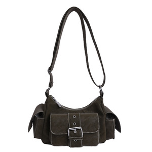 Custom Single <b>Lock</b> Bow Decor Women Shoulder Tote Multi Pocket Cargo Hobo Shoulder <b>Bag</b> Y2K Workwear Motorcycle Handbag - Product Image 1