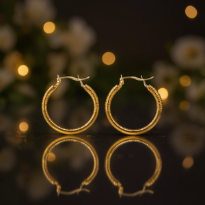 Orecchini a cerchio Angelina in acciaio inossidabile placcato oro per donna, gioielli alla moda per feste, stile trendy - Product Image 2