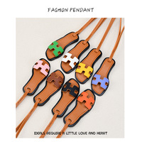 New Arrival Women's PU Leather Keychain Mini Bag Keyring Car Pendant Small Slippers Shoes Bag Decoration Coin Holder Keychain