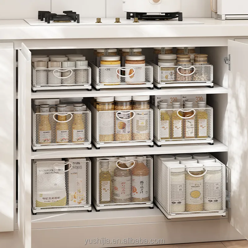 YUSHIJIA new design multi purpose kitchen storage cabinet organizer slide out spice rack