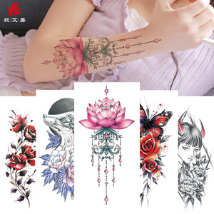 Nouvelles Tatuages Temporaires Demi-Armes à Transfert d'Eau 2026 – Motifs Floraux Réalistes et Papillons Colorés Personnalisables - Product Image 1