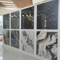 Panneau mural en PVC marbré brillant UV OEM 3 mm 1220*2440 mm, imperméable, pour revêtement intérieur de cuisine, salle de bain, salon