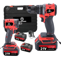 Kit de 2 outils L 21v Lithium Impact Combo & Outils de tournevis électriques Marteau sans fil 20v Rechargeable Perceuse sans fil