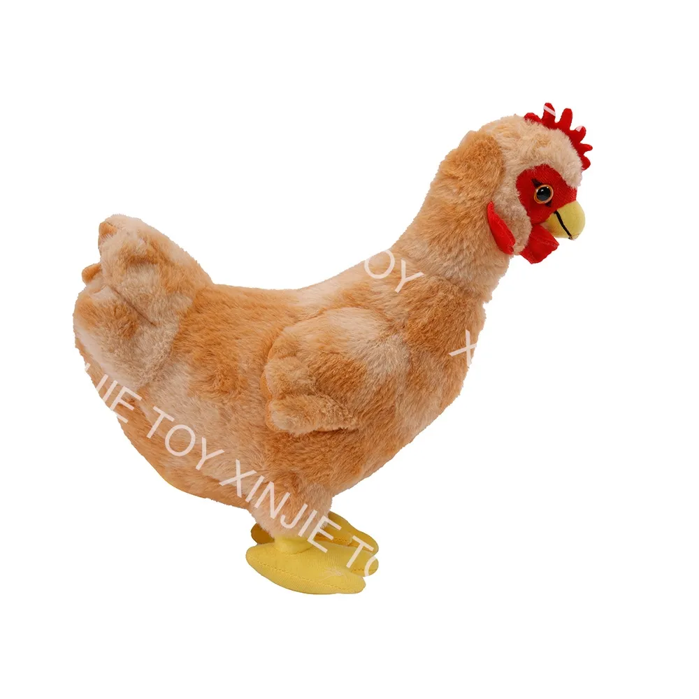 ที่กำหนดเองตุ๊กตามิ่งขวัญไก่ของเล่นจำลองยืนท่าใหญ่สีเหลืองไก่ของเล่นตุ๊กตาสัตว์ตุ๊กตาไก่ยัดของเล่น