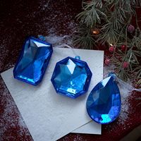 Ornements de Noël multiformes bleus étoilés à suspendre, pendentifs décoratifs en plastique et cristal pour sapin de Noël