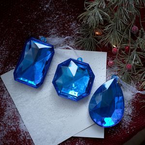 Ornements <span class=keywords><strong>de</strong></span> Noël multiformes bleus étoilés à suspendre, pendentifs décoratifs en plastique et cristal pour sapin <span class=keywords><strong>de</strong></span> Noël - Product Image 2