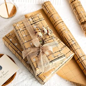 Custom Metallic Silver Stars with Unique Irregular Plaid Kraft <b>Wrapping</b> <b>Paper</b> For Gift Packaging DIY Handicraft Birthday - Product Image 2