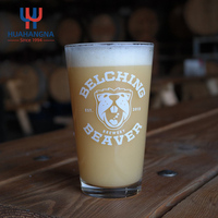 Verre à bière HUAHANGNA personnalisé avec logo, 16 oz, style vintage gravé au laser, moderne, idéal pour un cadeau d'anniversaire ou une promotion
