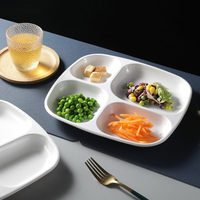 Assiettes en mélamine pour cafétéria, assiettes de présentation, assiettes de petit-déjeuner, assiettes en mélamine à compartiments, assiettes à compartiments blancs