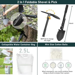 Kit de survie de 262 pièces : comprend un ensemble complet d'articles de survie et de plein air, y compris une trousse d'urgence, un sac à bandoulière, un sac de secours. - Product Image 3