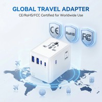Adaptador de Enchufe Listo para Enviar, Adaptador de Viaje Universal Todo en Uno de 35W GaN con 4 Enchufes, Cargador USB-C para Viajeros al Extranjero