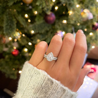 Bague de fiançailles et de mariage de luxe pour femme, double halo goutte d'eau, idéale pour un cadeau ou une fête d'anniversaire – Vente chaude