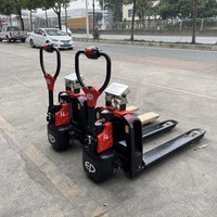 Chariot élévateur à palettes entièrement électrique avec balance électronique 1,5/2T, batterie au plomb-acide ou au lithium, chariot élévateur à palettes électrique pour entrepôt avec balance