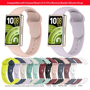 Bracelet de remplacement en silicone compatible avec <span class=keywords><strong>Huawei</strong></span> <span class=keywords><strong>Band</strong></span> 11 / 11 Pro, bracelet de sport à boucle inversée, souple et réglable - Product Image 1