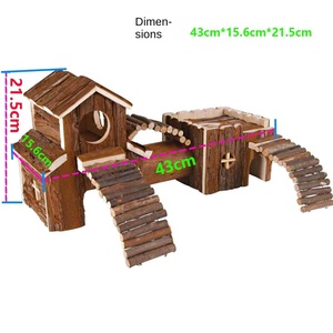 Ensemble de château d'écorce de hamster Matériau en bois massif Interaction de paysage de mastication et de dentition Comprend un tunnel, une échelle et un tuyau - Product Image 4