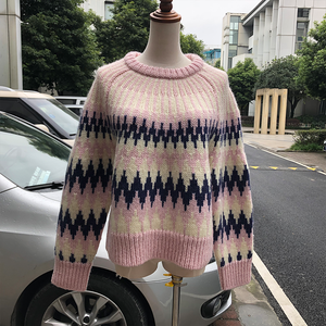 Maglione da <span class=keywords><strong>Donna</strong></span> Autunnale in <span class=keywords><strong>Cotone</strong></span> 100% Traspirante a Collo Alto, Lavorato a Maglia con Righe Arcobaleno, Vestibilità Ampia e Casual - Product Image 1