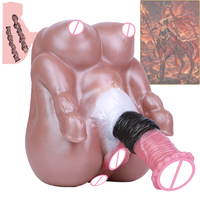 Molde de silicona YC-2334 para glúteos masculinos con pene de caballo realista, juguetes sexuales con dildo 2 en 1, vagina de bolsillo, ano y senos, juguetes sexuales.