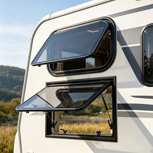 Fenêtre escamotable pour camping-car à installation rapide avec moustiquaire et occultant, fenêtre à charnières en acrylique double couche pour camping-car et <span class=keywords><strong>caravane</strong></span> - Product Image 1
