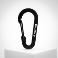 Mousqueton en alliage d'aluminium noir mat de 61 mm en forme de gourde avec logo personnalisé, ressort plat durable pour le camping