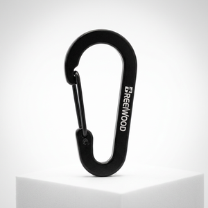 Moschettone in Metallo Nero Opaco a Forma di Zucca da 61MM con Logo Personalizzato, in Lega di Alluminio, Gancio Piatto a Molla Resistente per Campeggio - Product Image 1