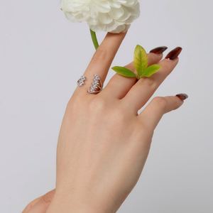 Dylam Special Design 925 Sterling <b>Silver</b> Rhodium Plated Baguette Eternity Multiple Marquise 5A Cubic Zirconia Open <b>Adjust</b> <b>Rings</b> - Product Image 4