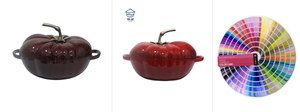 Marmite en fonte émaillée en forme de tomate la plus vendue, 27 cm, marmite en forme de tomate, <span class=keywords><strong>rouge</strong></span> foncé, marmite en fonte émaillée pour la cuisine - Product Image 4